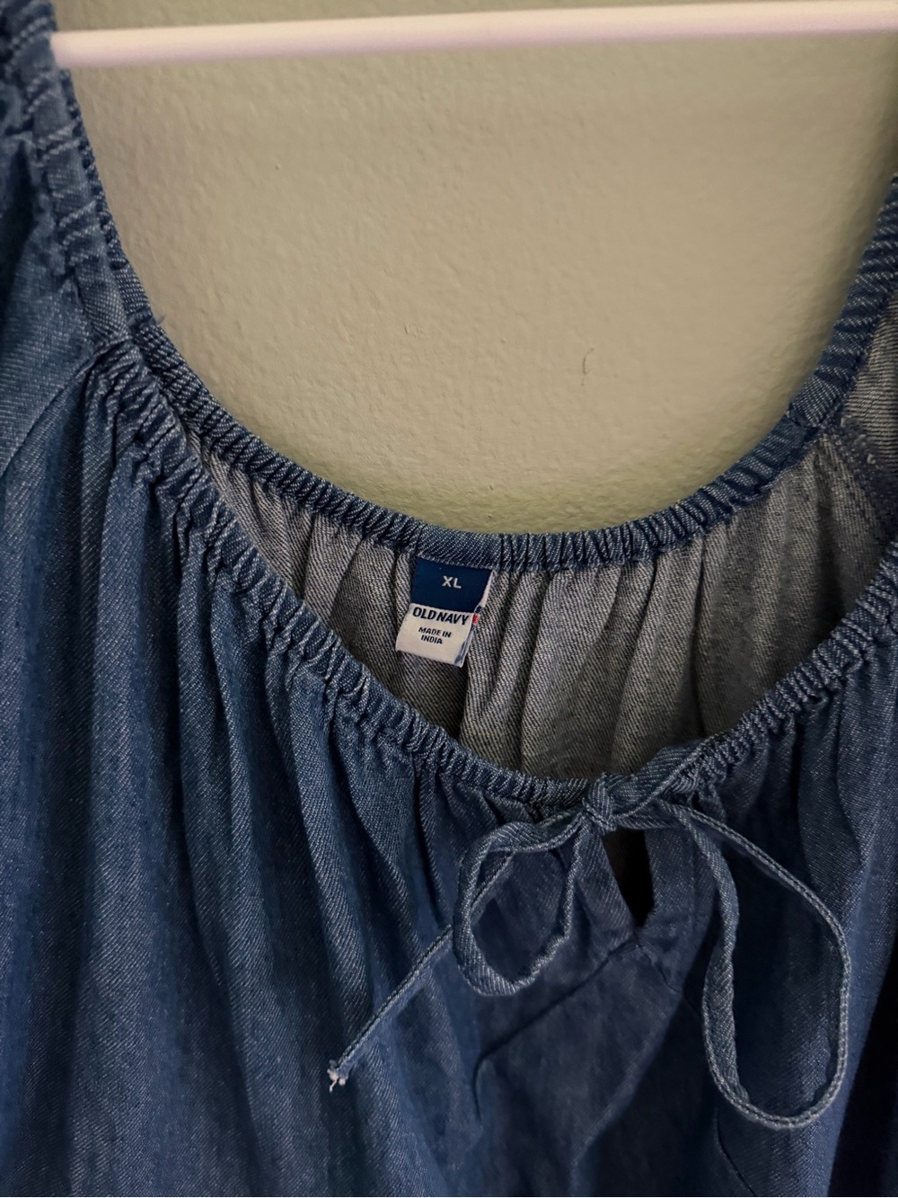 Denim Short Puff Sleeve Midi Dress - 100% Cotton - Picture 3 of 7